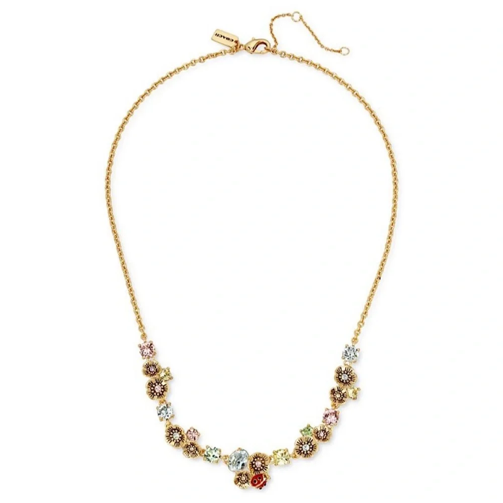 RARE! Coach Ladybug & Tea Rose Statement Necklace - Picture 4 of 4